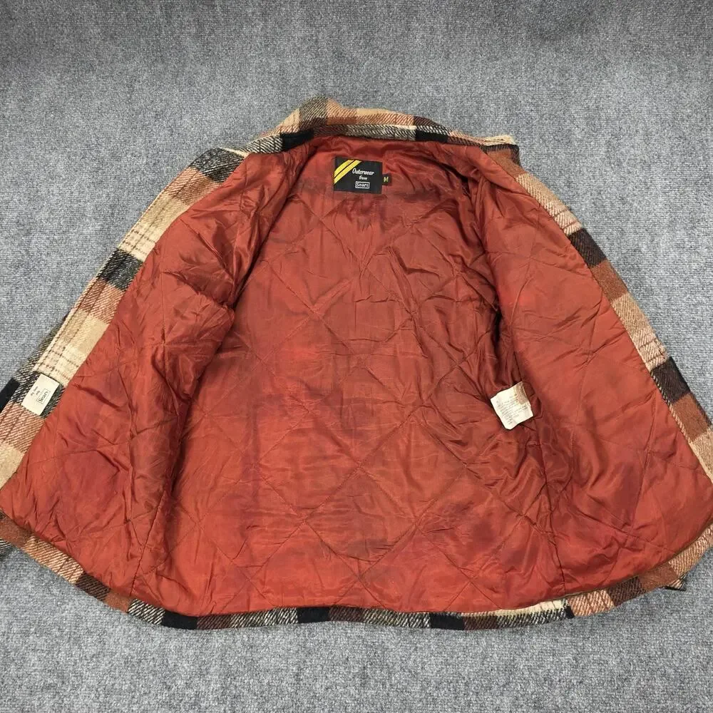 Vintage Sears Jacket Mens Medium Brown Plaid Flannel Quilted Lined Workwear 70s - Picture 9 of 16